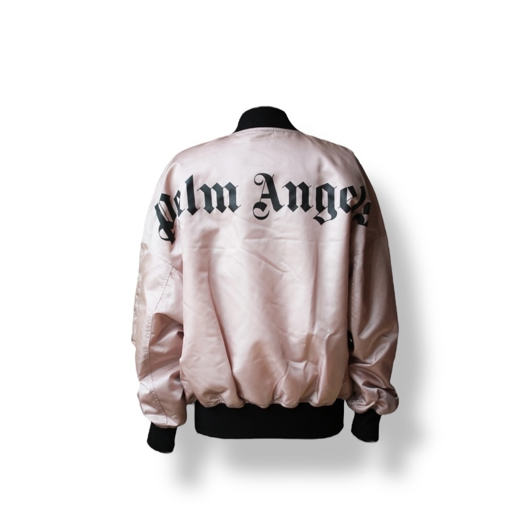 𝐂𝐋𝐄𝐀𝐑𝐎𝐔𝐓𝐒𝐀𝐋𝐄🚨𝐏𝐀𝐋𝐌𝐀𝐍𝐆𝐄𝐋𝐒 Pink Bomber Jacket w/ Orange Lining Logo Back